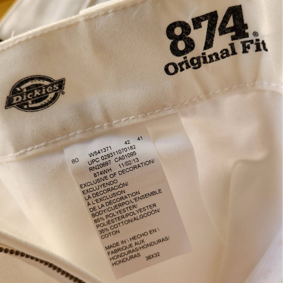 🤍👖🤍 Dickies Men's Original 874® Work Pants - White - Size 36x32 - Picture 5 of 11
